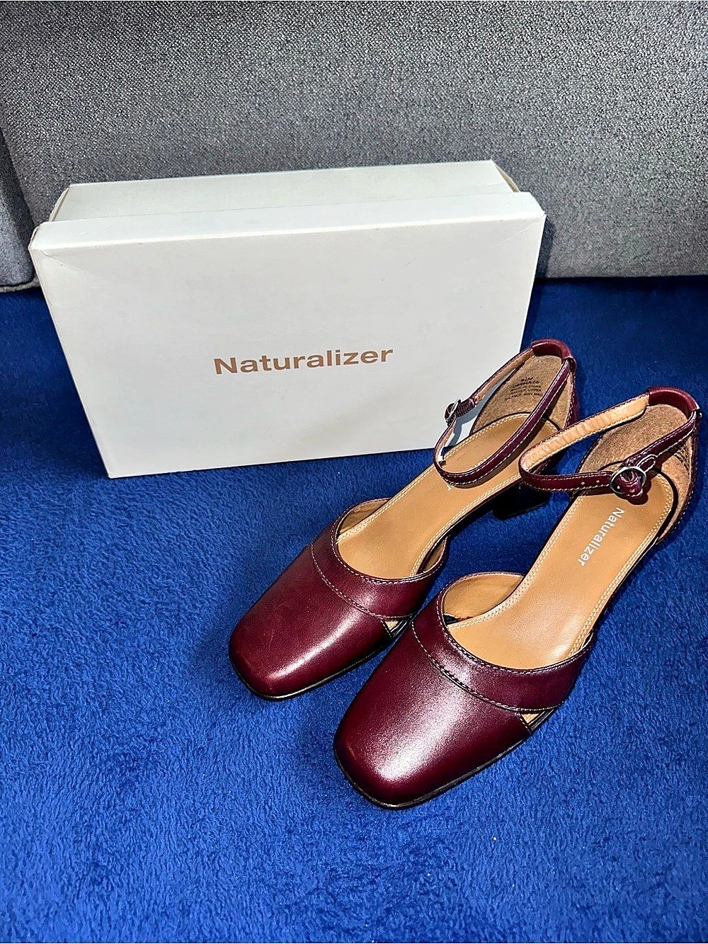 Womens Naturalizer Mary Jane Lucille Merlot Leather Heels Size 8.5